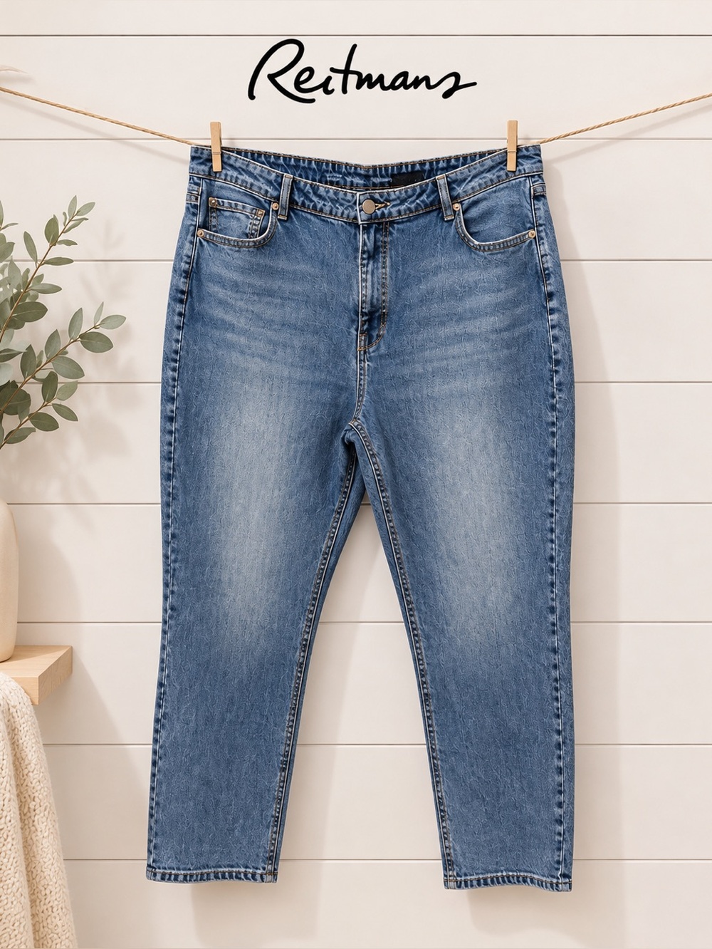 REITMANS Blue Mom Jeans High Waist Petite Size 36